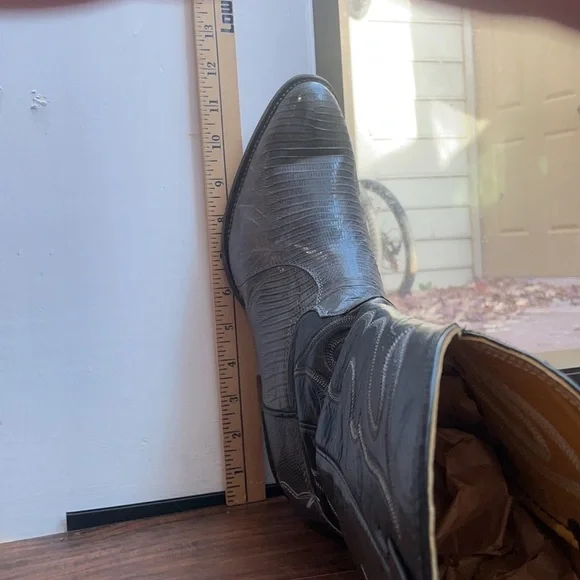 Nocona Gray Cowboy Western Boots Gray Teju Lizard & Leather Men's size 8.5 EE - Picture 9 of 15